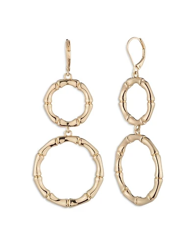 Bamboo Double Circle Drop Earrings, 3"L
