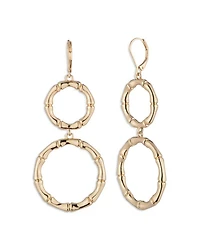 Bamboo Double Circle Drop Earrings, 3"L