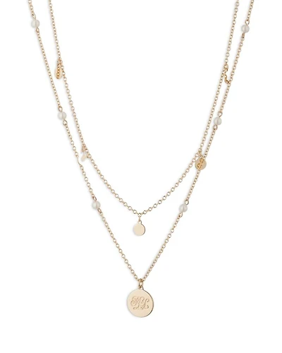 Two Row Logo Pendant Necklace, 16", 18"