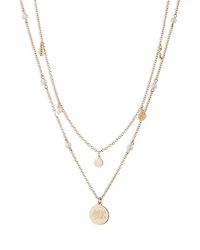 Two Row Logo Pendant Necklace, 16", 18"