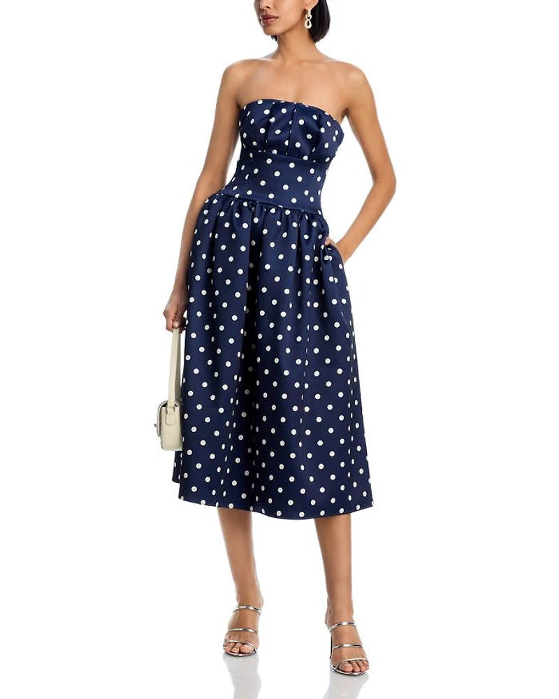 Polka Dot Satin Midi Dress