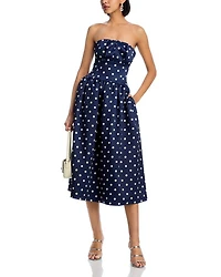 Polka Dot Satin Midi Dress