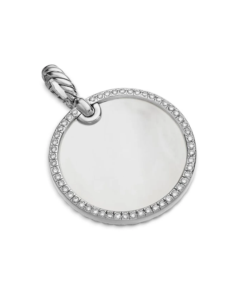 Sterling Silver DY Elements® Disc Pendant with Mother-of-Pearl & Diamonds