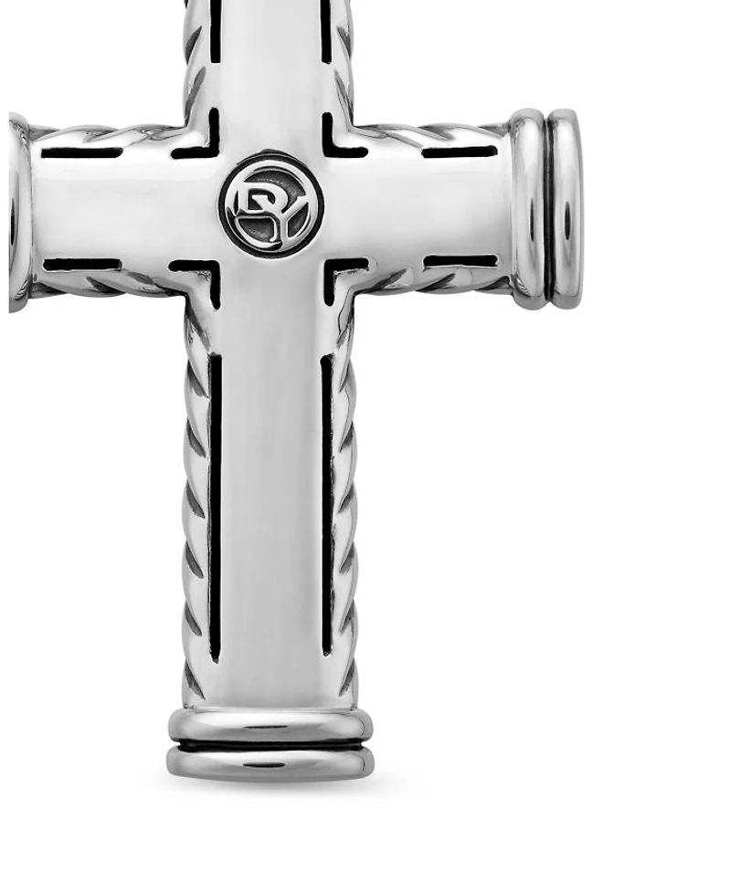 Men's Chevron Cross Pendant in Sterling Silver, 40mm