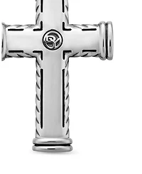 Men's Chevron Cross Pendant in Sterling Silver, 40mm