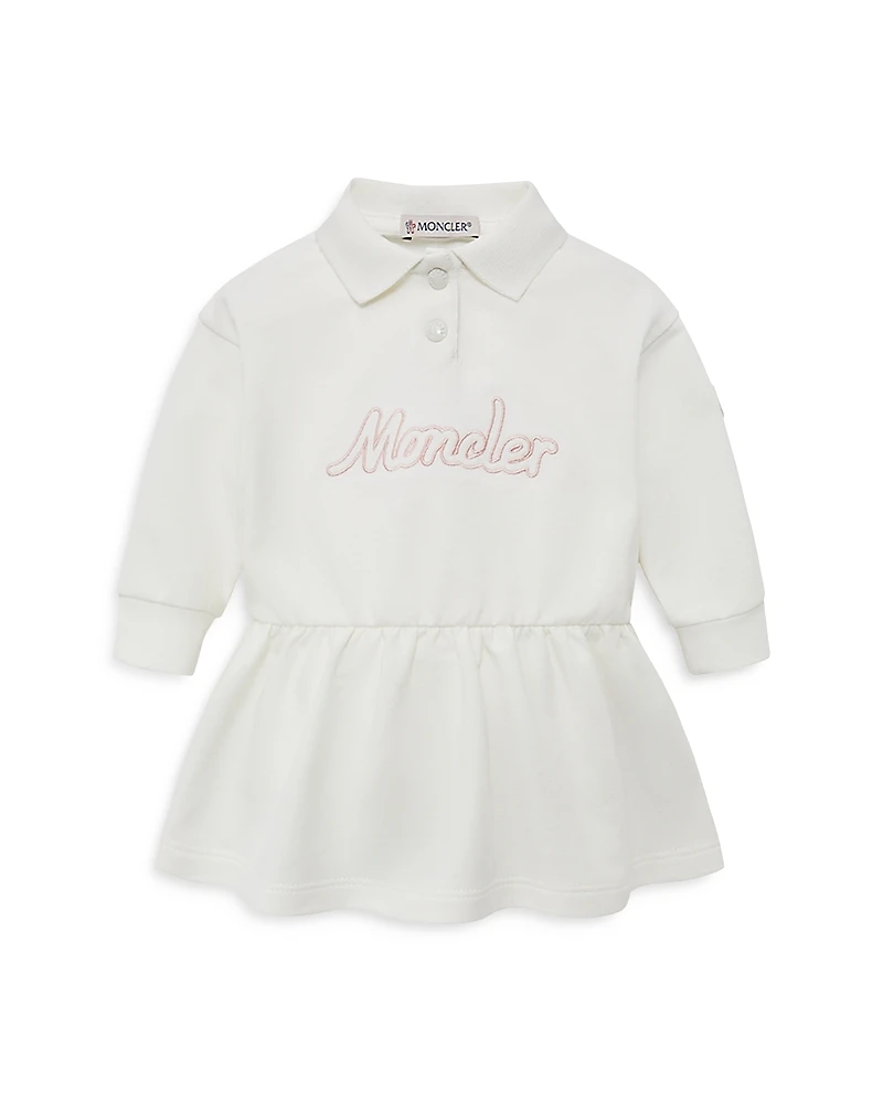 Moncler Girls' Embroidered Logo Long Sleeve Cotton Polo Dress - Baby, Little Kid