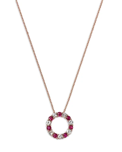 Bloomingdale's Fine Collection Ruby & White Sapphire Circle Pendant Necklace
