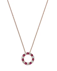 Bloomingdale's Fine Collection Ruby & White Sapphire Circle Pendant Necklace