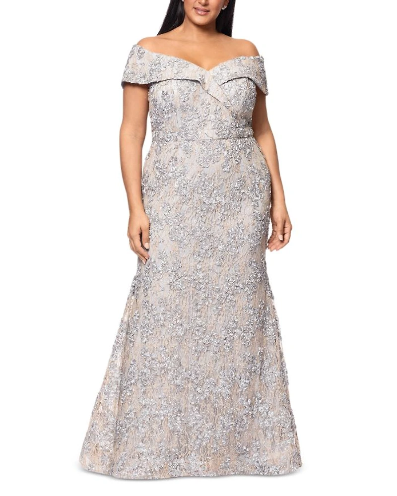 Off the Shoulder Embroidered Lace Dress
