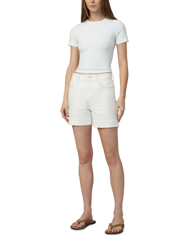 The Joey High Rise Cuffed Jean Shorts Milk