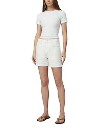 The Joey High Rise Cuffed Jean Shorts Milk