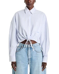 Drawstring Hem Poplin Shirt