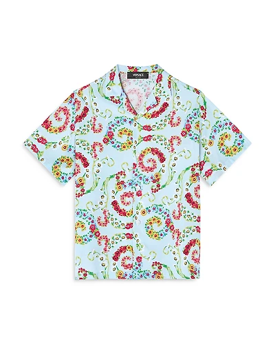 Versace Boys' Giavanese Floral Barocco Camp Shirt - Little Kid, Big Kid