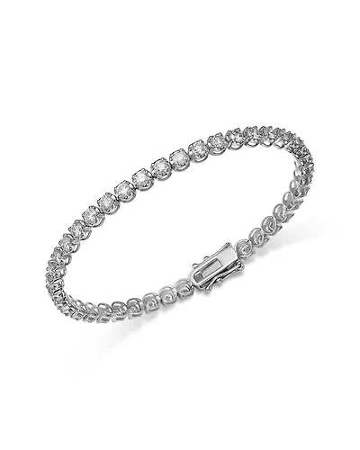 Crown Set Diamond Tennis Bracelet in 14K Yellow or White Gold, 5.0 tcw
