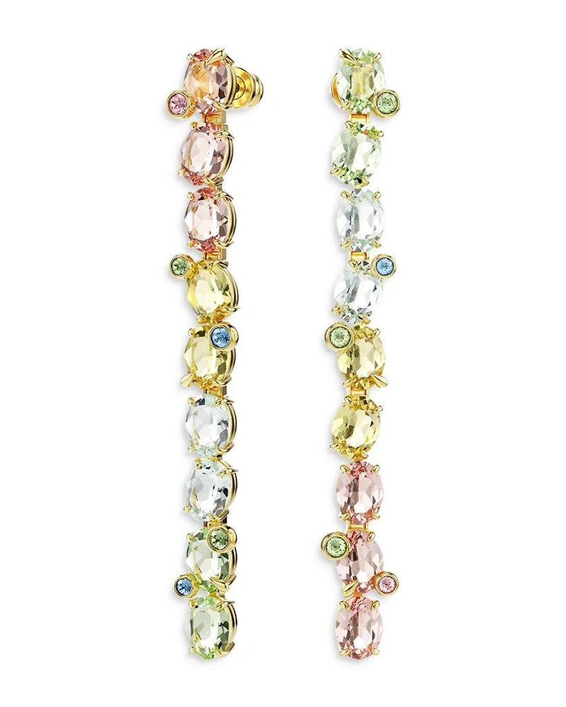 Gema Mixed Cut Multicolor Crystal Asymmetrical Linear Drop Earrings