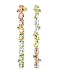 Gema Mixed Cut Multicolor Crystal Asymmetrical Linear Drop Earrings