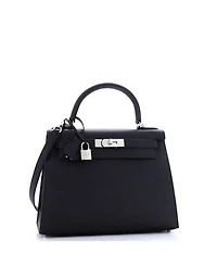 Kelly 28 Handbag Black Epsom with Palladium Hardware