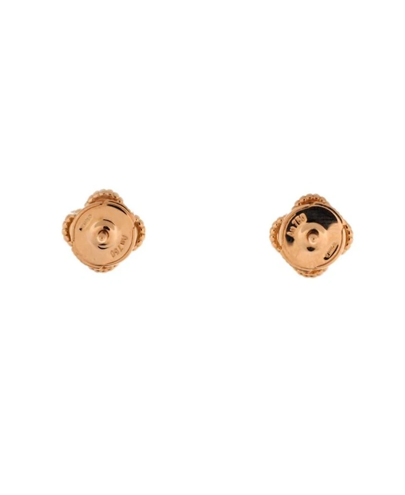 Sweet Alhambra Stud Earrings 18K Rose Gold and Carnelian