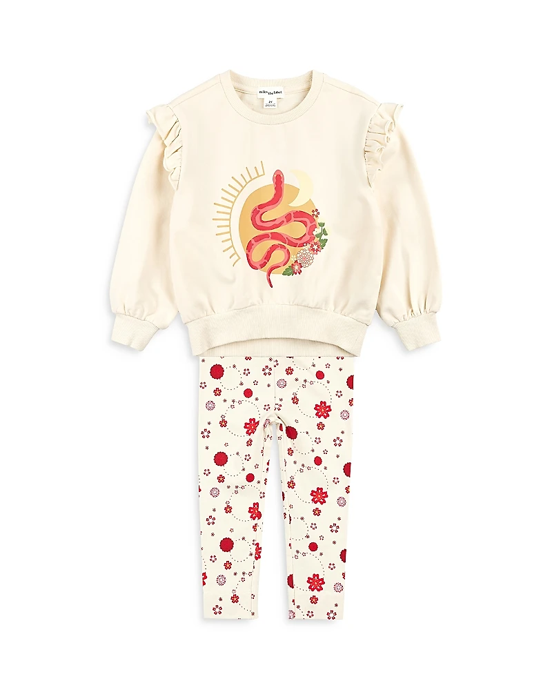 Miles The Label Girls' Snake Sweatshirt & Leggings Set - Little Kid