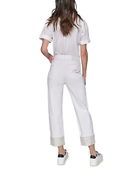 High Rise Crystal Cuff Jeans White