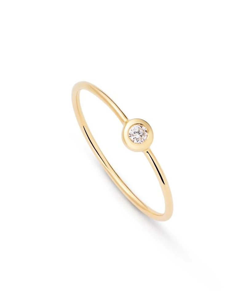 Solid Yellow Gold Solo Diamond Stacking Ring
