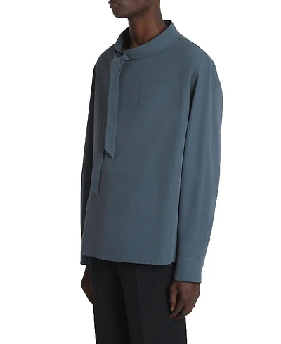 Fluid Cotton Ascot Collar Top