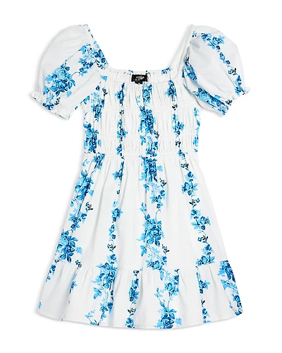 Aqua Girls' Puff Sleeve Fit & Flare Dress, Little Kid, Big Kid - Exclusive