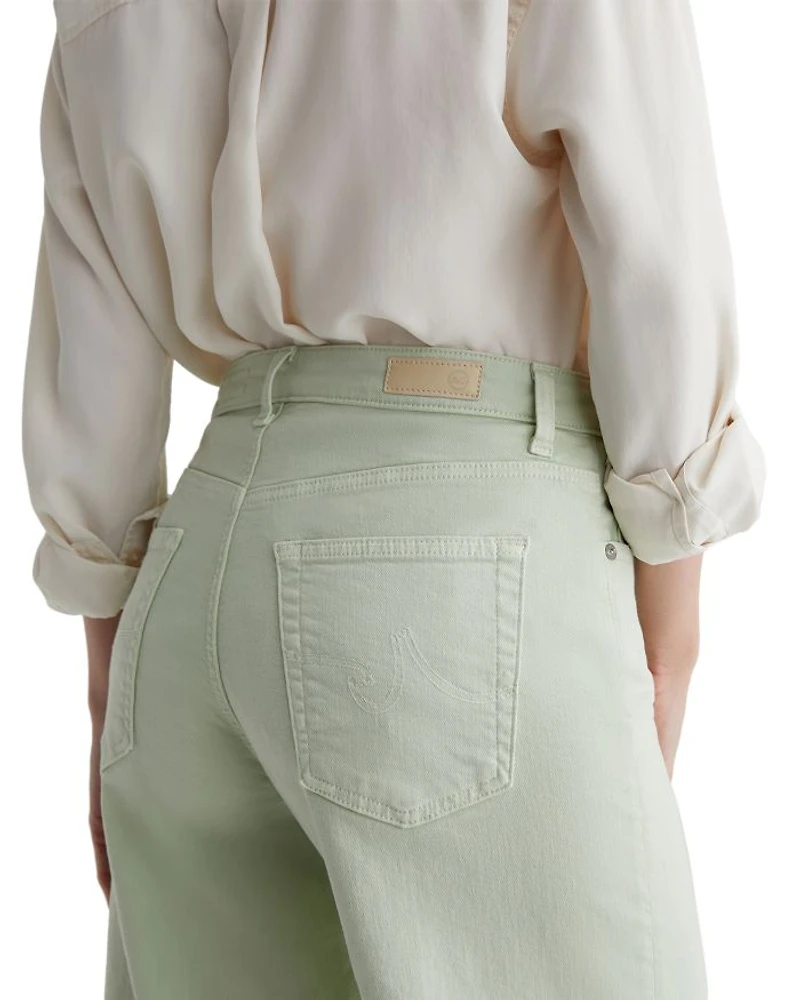 Saige High Rise Wide Leg Crop Jeans Pistachio