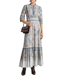 Etro Printed Split Neck Maxi Dress