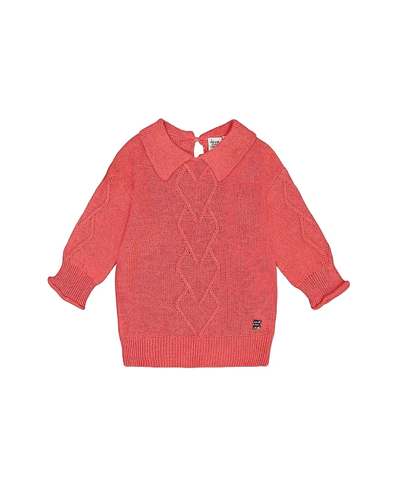 Deux par Deux Girls' Knit Sweater with Collar - Big Kid