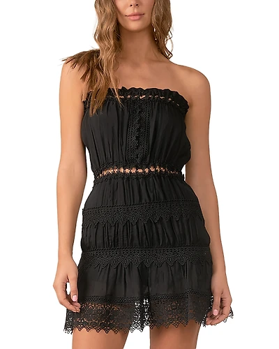 Elan Strapless Crochet Trim Dress