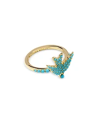 Melody Blue Cabochon Pavé Bird Cocktail Ring