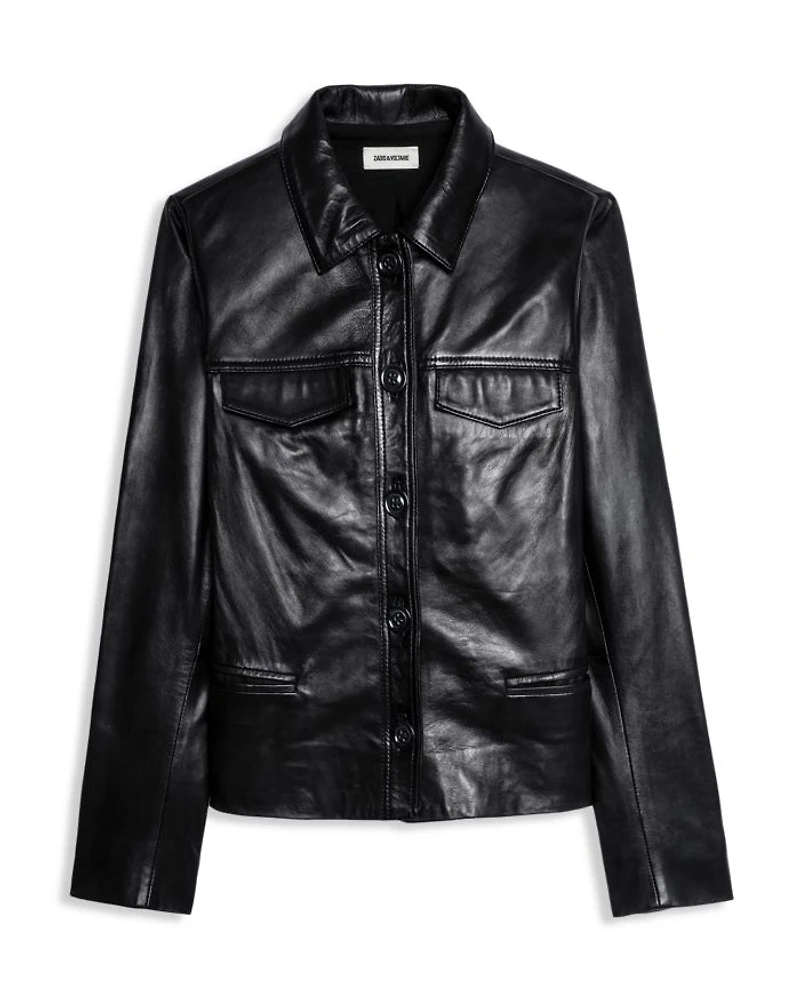 Liam Leather Button-Up Jacket