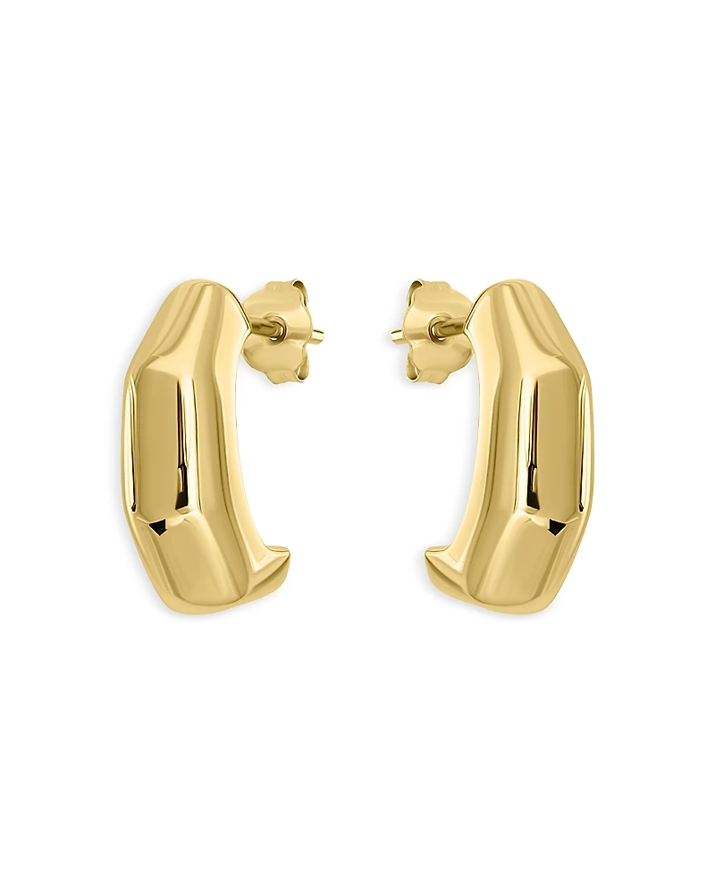 Aqua Angular 18K Yellow Gold Plated Sterling Silver Half Hoop Earrings, 0.6L - Exclusive