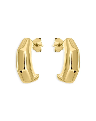 Aqua Angular 18K Yellow Gold Plated Sterling Silver Half Hoop Earrings, 0.6L - Exclusive