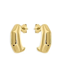 Aqua Angular 18K Yellow Gold Plated Sterling Silver Half Hoop Earrings, 0.6L - Exclusive