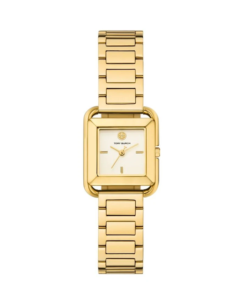 The Kira Square Three Hand Gold Tone Stainless Steel Watch, 24mm x 24mm