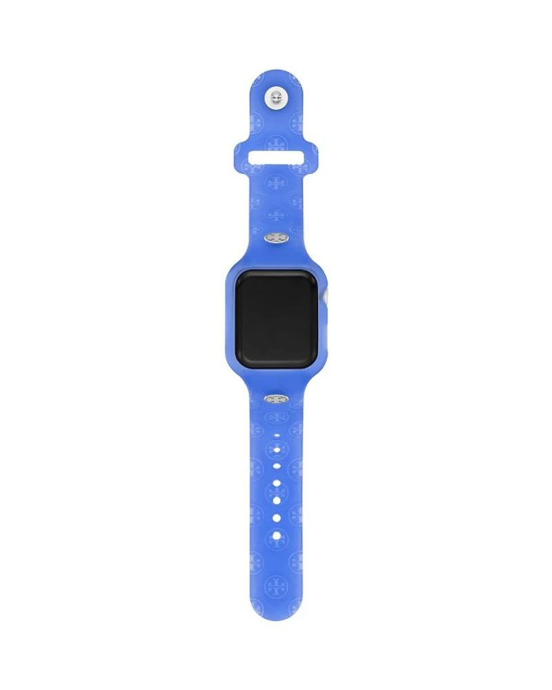 T Monogram Blue Silicone Band for Apple Watch, 41mm