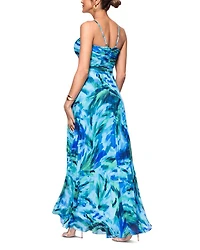 Pleated Chiffon Printed Dress -Exclusive