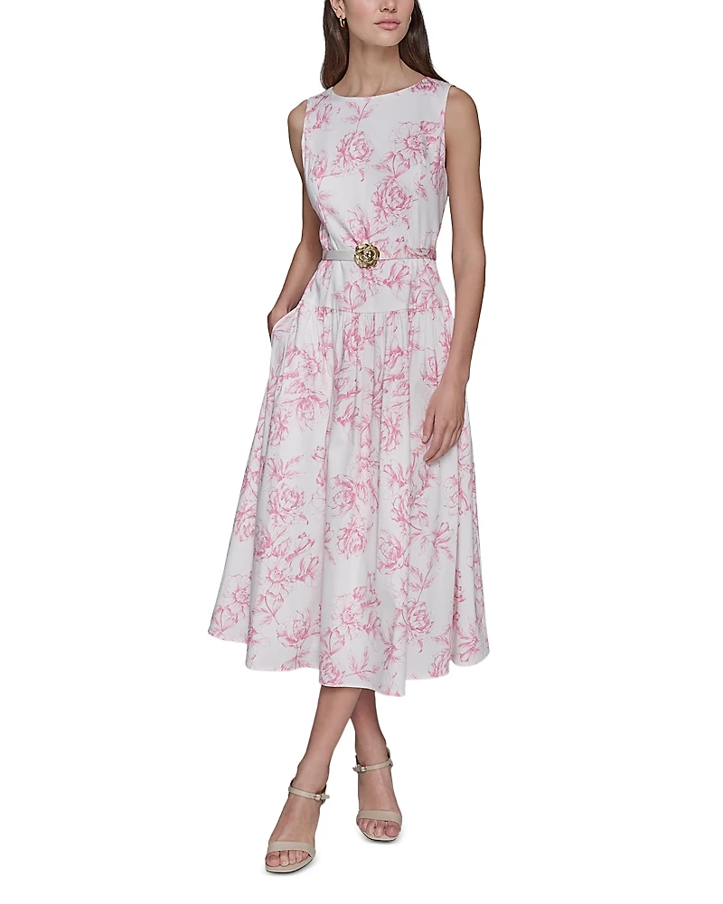 Karl Lagerfeld Paris Printed Sleeveless Midi Dress