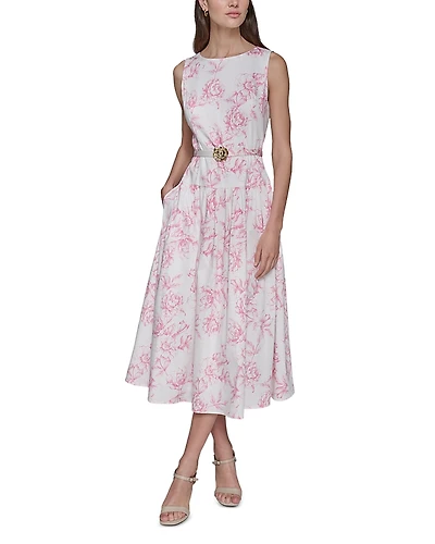 Karl Lagerfeld Paris Printed Sleeveless Midi Dress