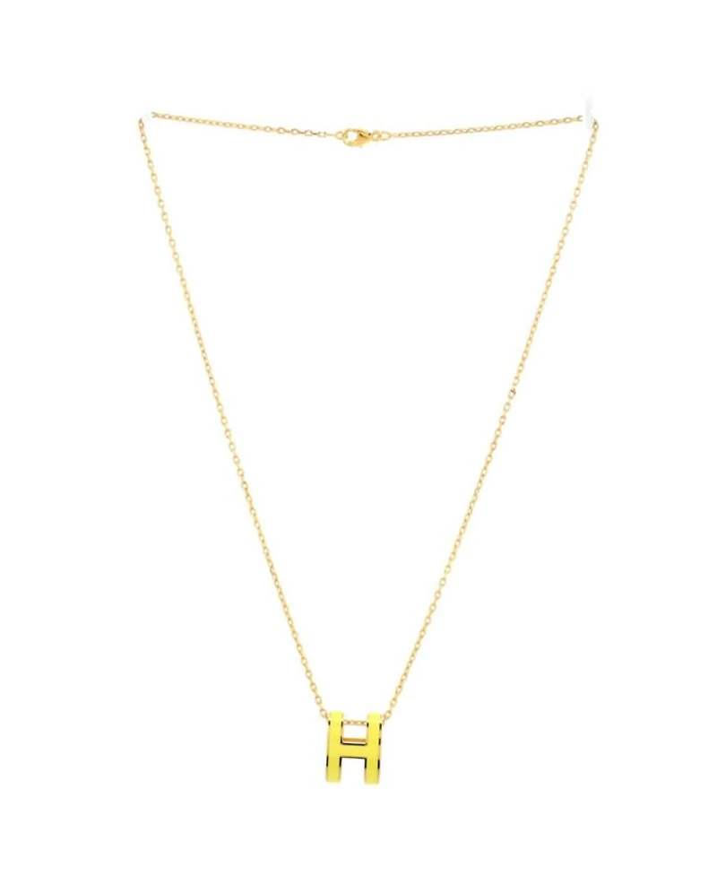 Pop H Pendant Chain Necklace Metal and Enamel