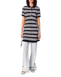 Striped Knit Polo Dress
