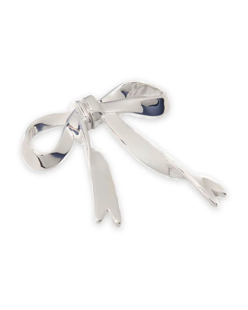 Silver Tone Bow Single Front to Back Earring