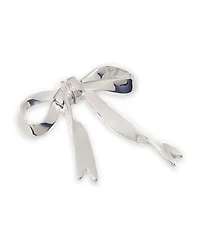 Silver Tone Bow Single Front to Back Earring