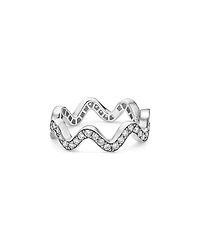 Sterling Silver Caviar Spark Diamond Wavy Eternity Band