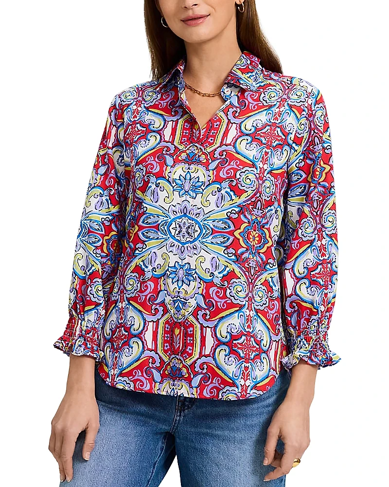 Foxcroft Olivia Tile Print Shirt