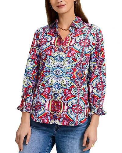 Foxcroft Olivia Tile Print Shirt
