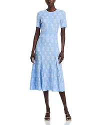 Misook Printed Short Sleeve Midi Dress