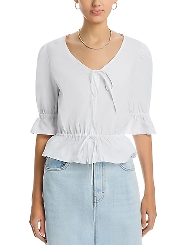 Single Thread Stretch Poplin Elbow Sleeve Top